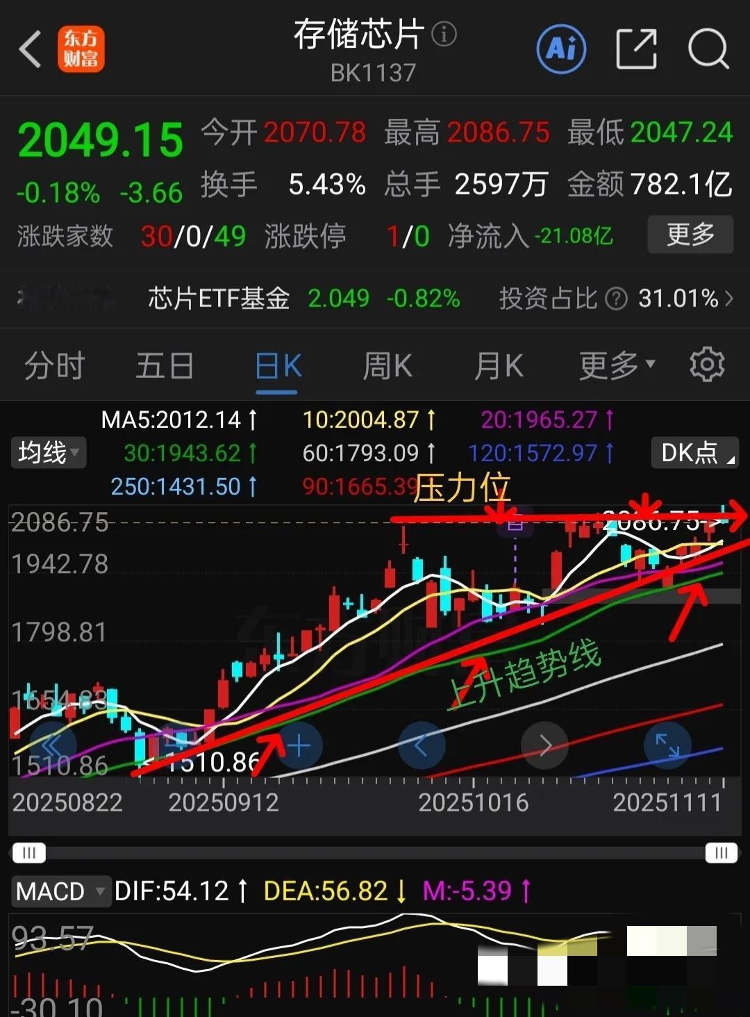 1.11盘中重磅！存储芯片又创了新高，这波行情该怎么抓？看东财存储芯片日线