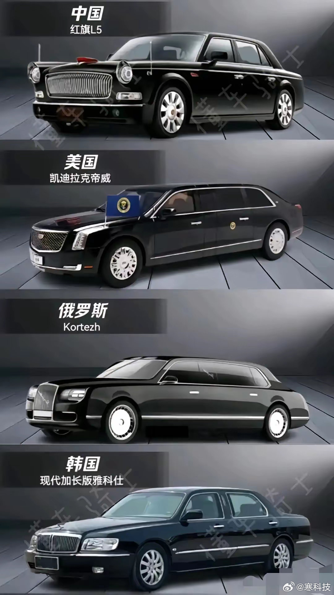 各国迎宾车，网友都觉得凯迪拉克前脸霸气，你们觉得呢[思考]​​​