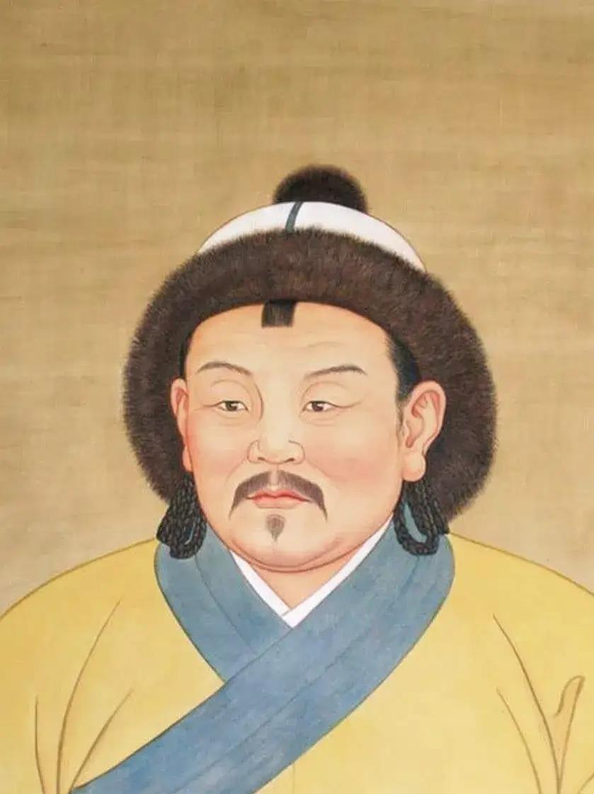 这是旭烈兀的画像。旭烈兀就是成吉思汗的孙子，托雷的小儿子，就是他灭掉了阿拉伯帝国