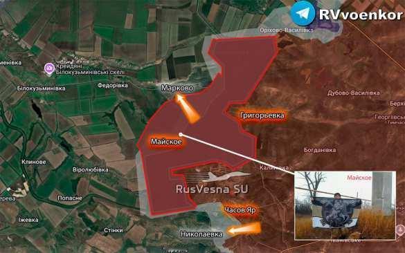 俄国军队正从恰西夫亚尔向克拉马托尔斯克城市群推进在克拉马托尔斯克方向，查西夫