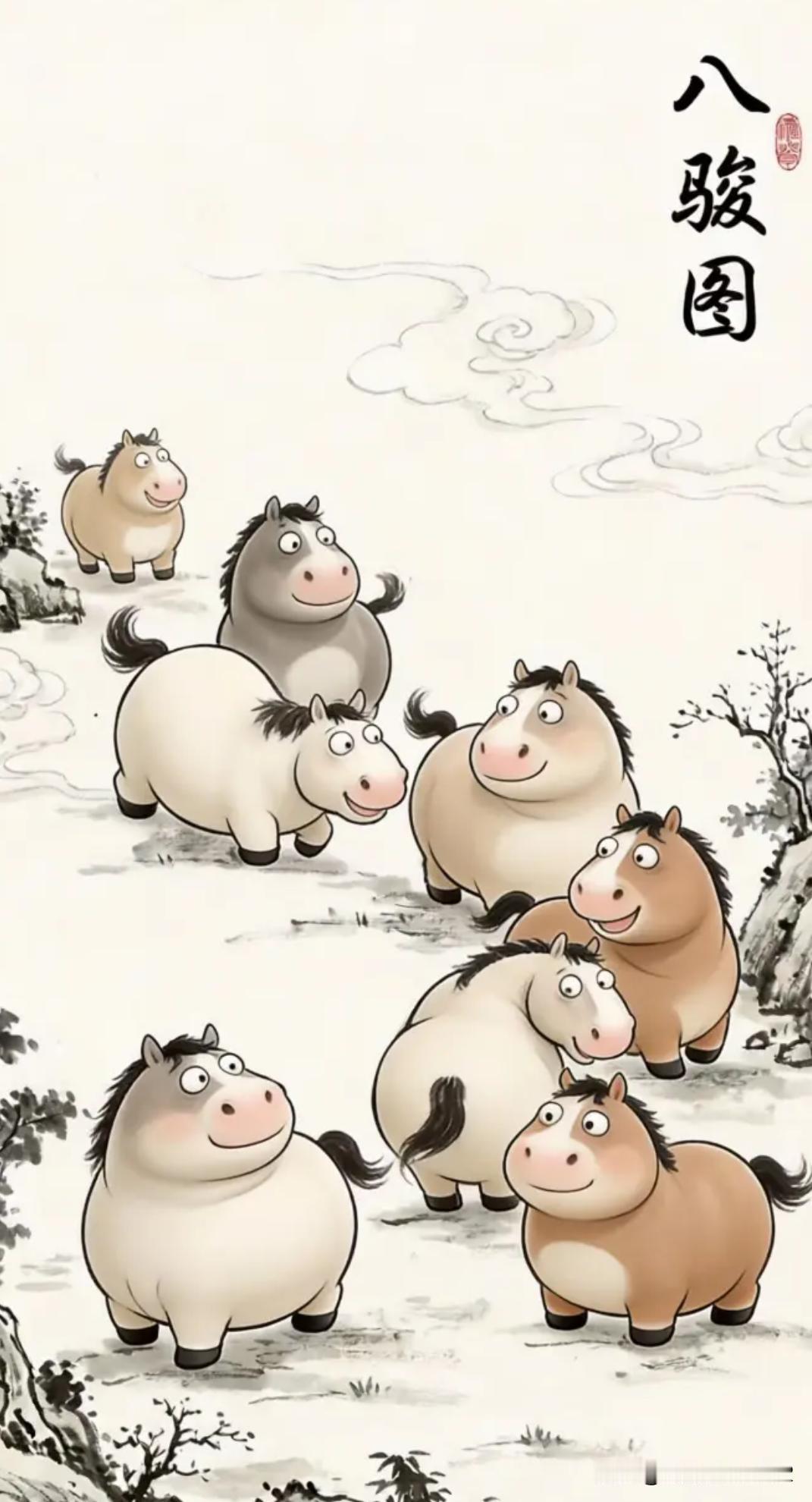 刚看了个八萌图，这个叫八肥图[爱心]。今年马年，很多关于马的名画都有很多梗[捂脸