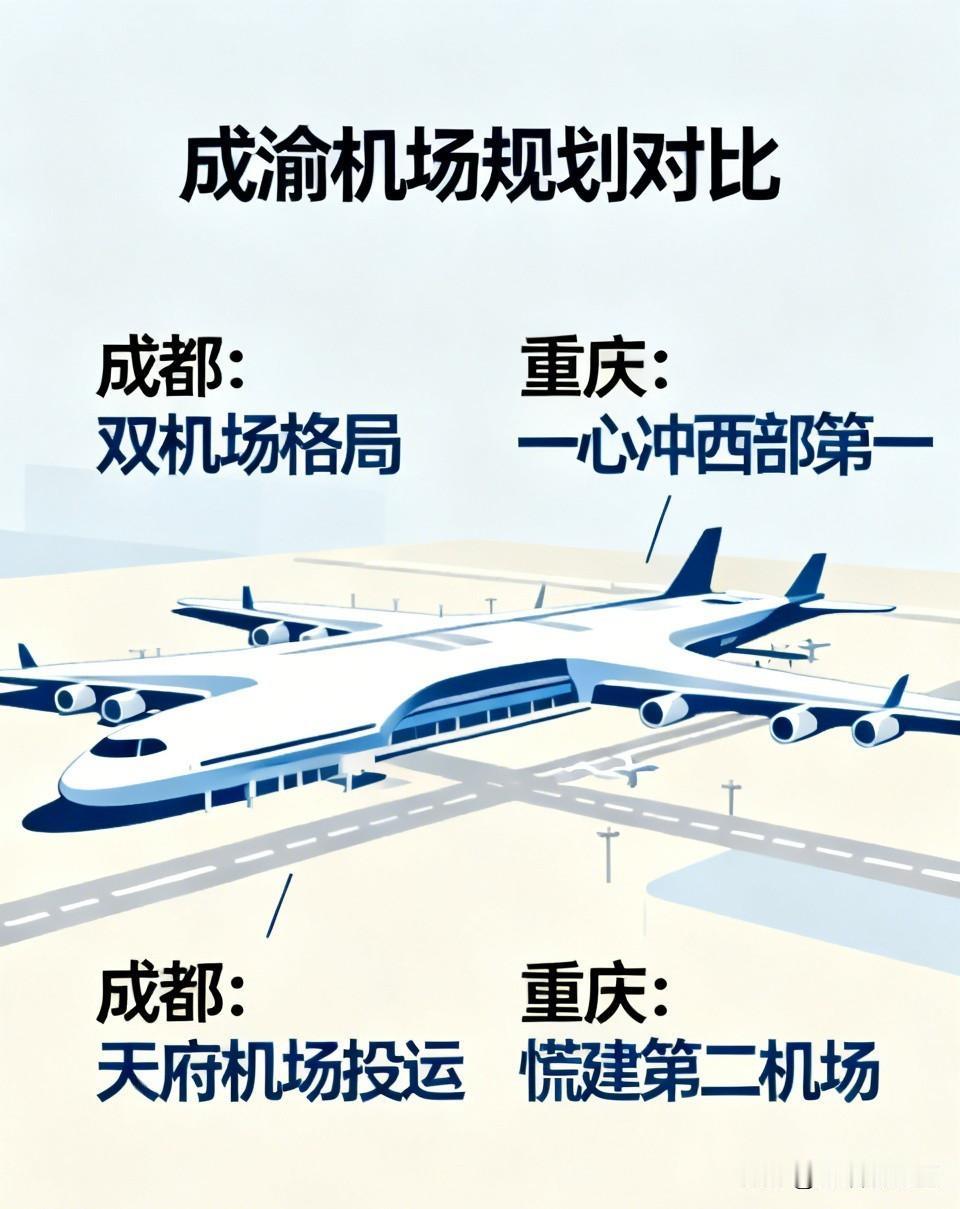 成都踏实修双机场，重庆一心冲西部第一，现在反倒慌着建第二机场，思路彻底乱了