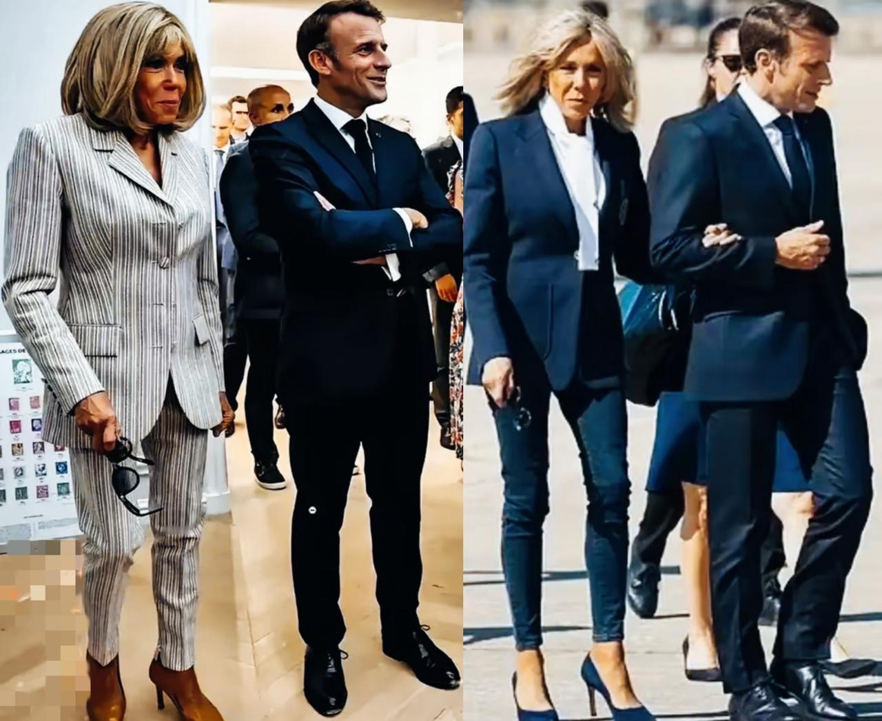 马克龙和妻子布丽吉特站在一起时，两人的表情写满了什么心情呢？马克龙和布丽吉特在