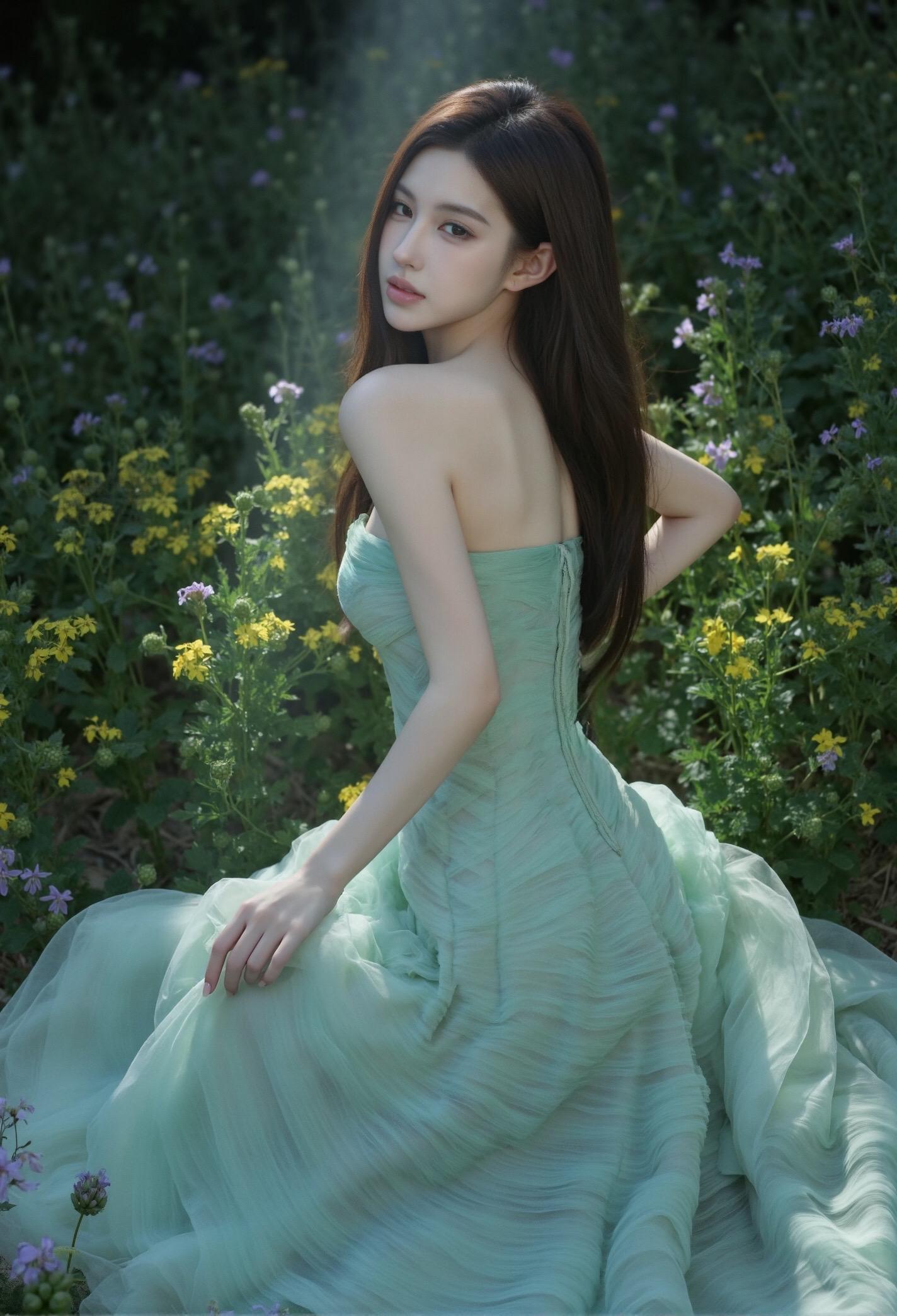 森系仙女 森系 轻纱绿裙 仙女感爆棚 绿裙梦幻