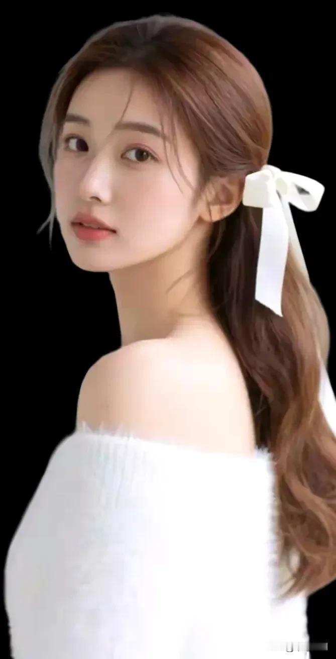 白丝带系住温柔，白衫露肩藏尽清甜女神蓝衬衫飘带衬衫女神范