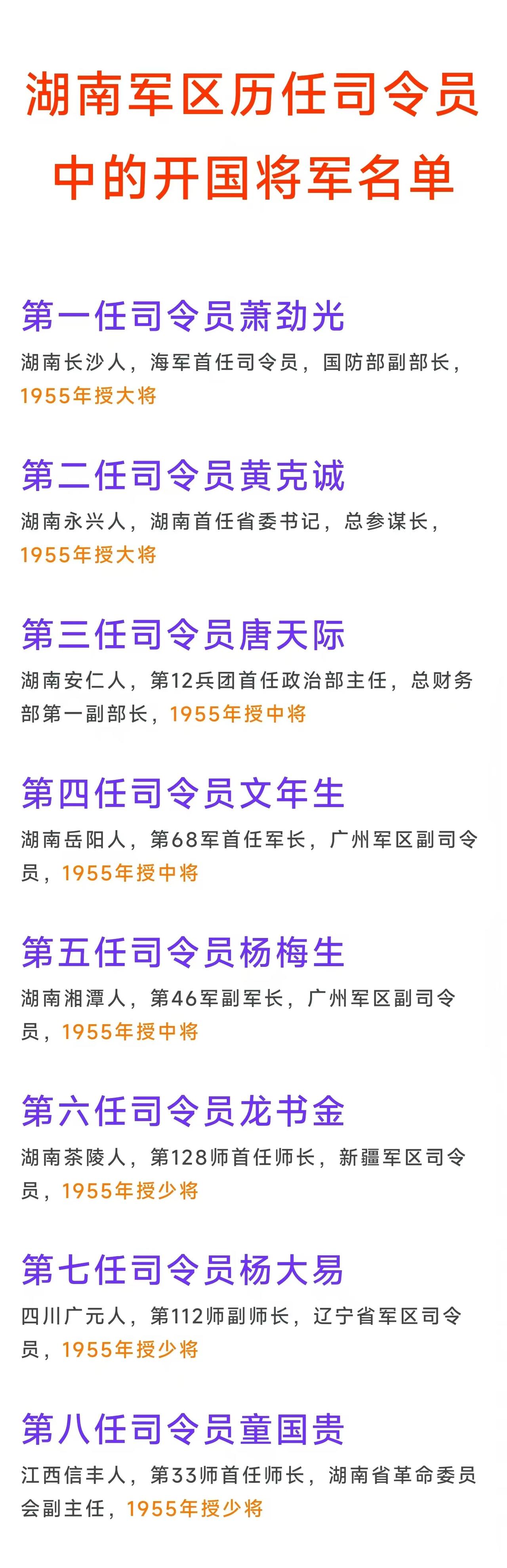 湖南军区第一任司令员，开国大将湖南军区第二任司令员，开国大将湖南军区第三任司