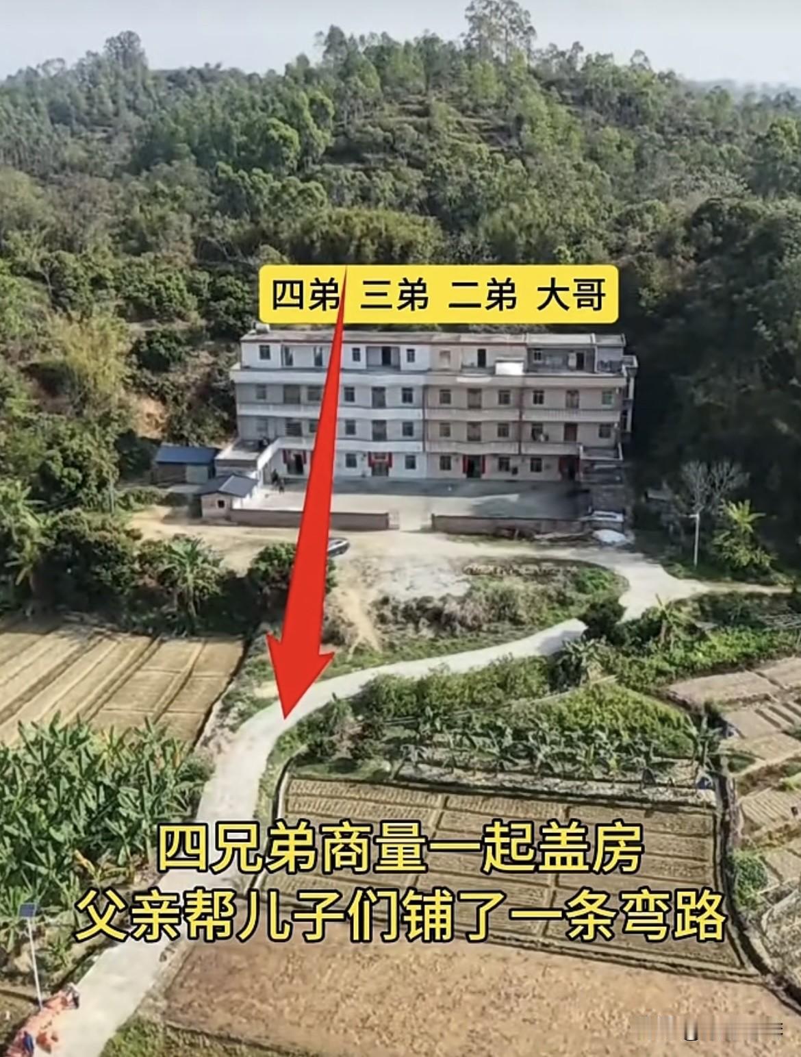 四弟商量一起盖房🏠父亲帮儿子们铺了一条湾路，要是其他人就把路修直了。你们