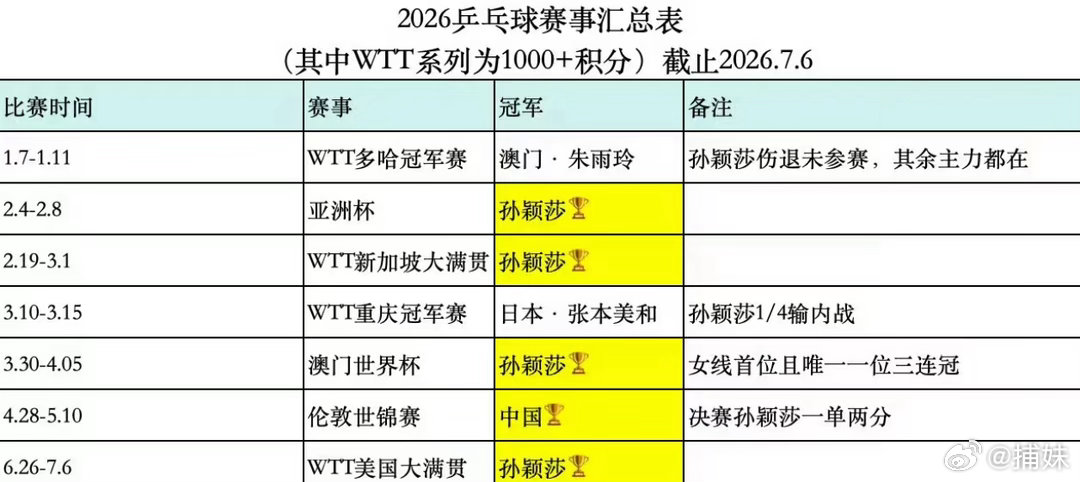 孙颖莎伤退瑞典大满贯应该是孙颖莎上半年6站比赛5个冠军🏆4个单打冠军1个