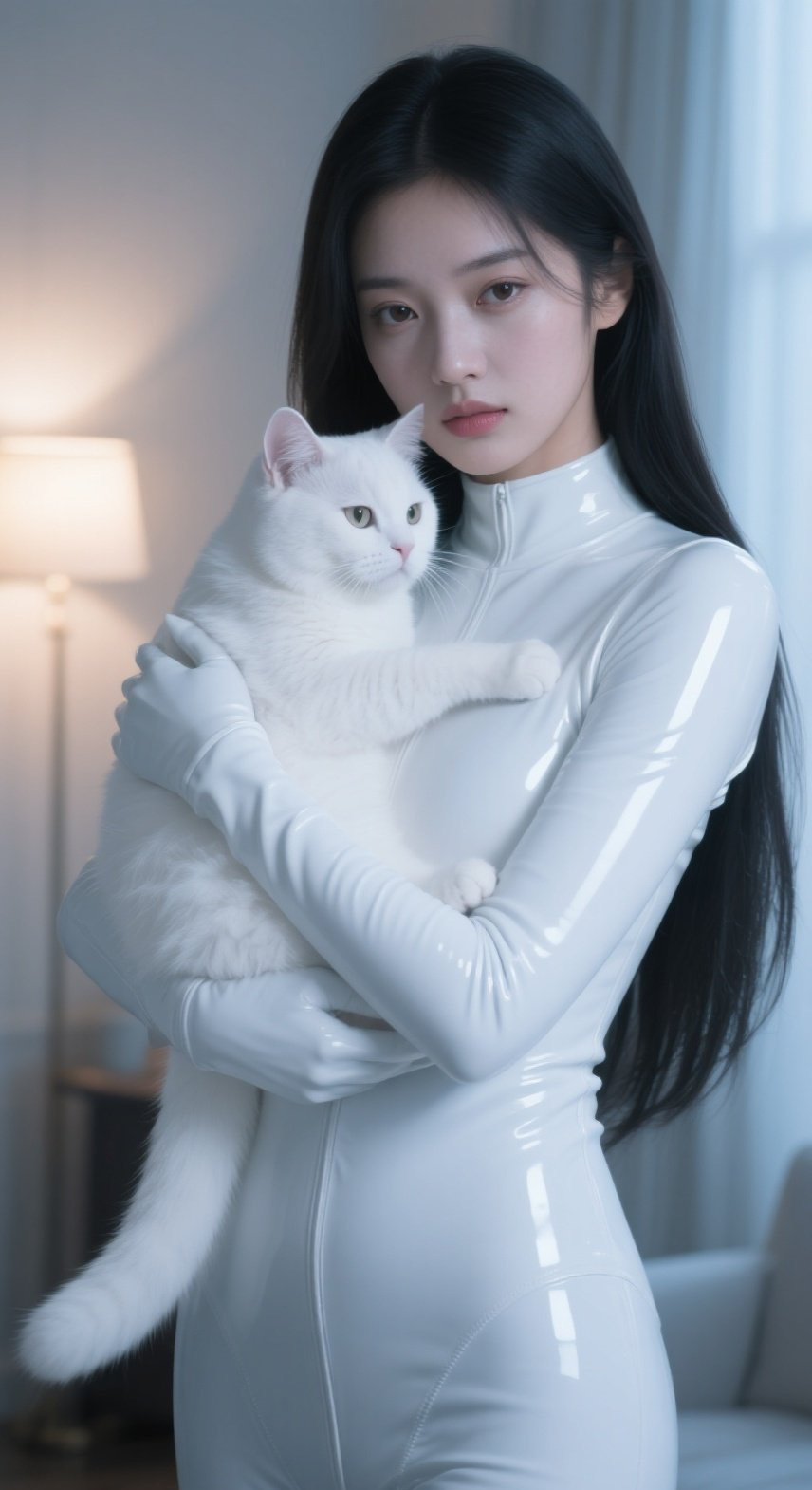 妩媚女郎全副武装，萌猫入怀瞬间软化