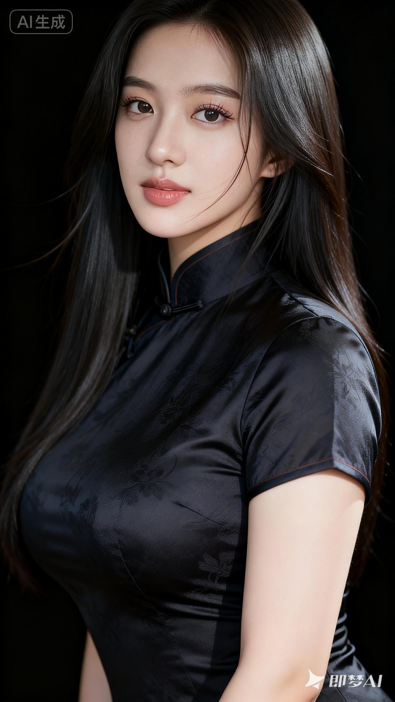 优雅黑裙，气质如兰，尽显东方韵味