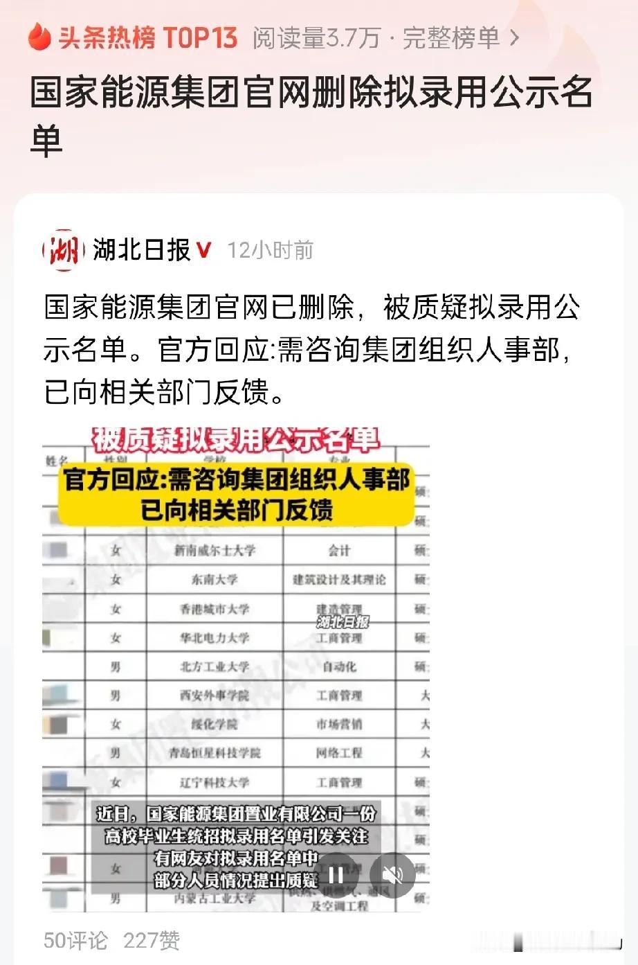 删除拟录用公示名单这事儿一出，网上就炸了锅。能源集团这波操作，真是让人看不懂。先