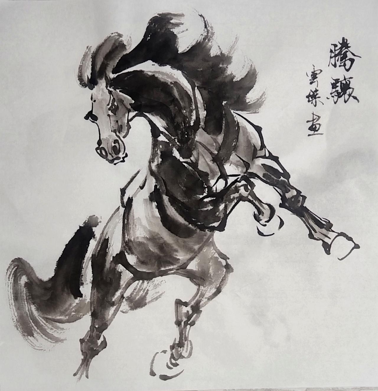 传统水墨画喜欢并坚持的国画学习水墨写意画马写意画马