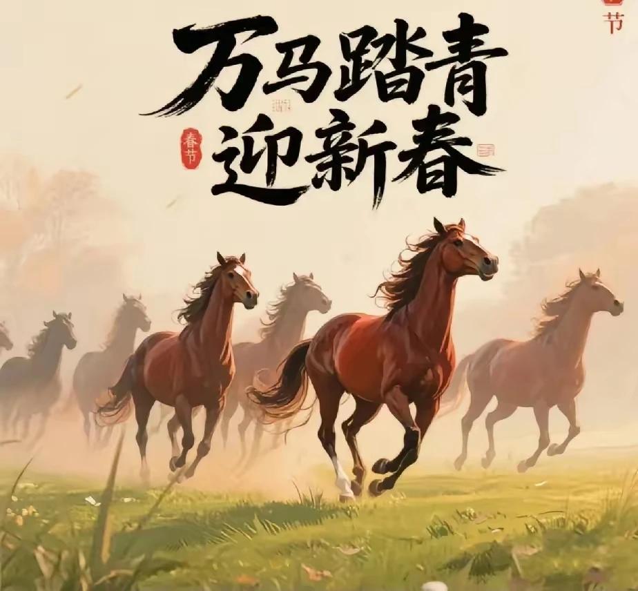 马年来了，万马踏青。迎接新春，吉祥如意。万事均有好彩头，好运也是成功一部