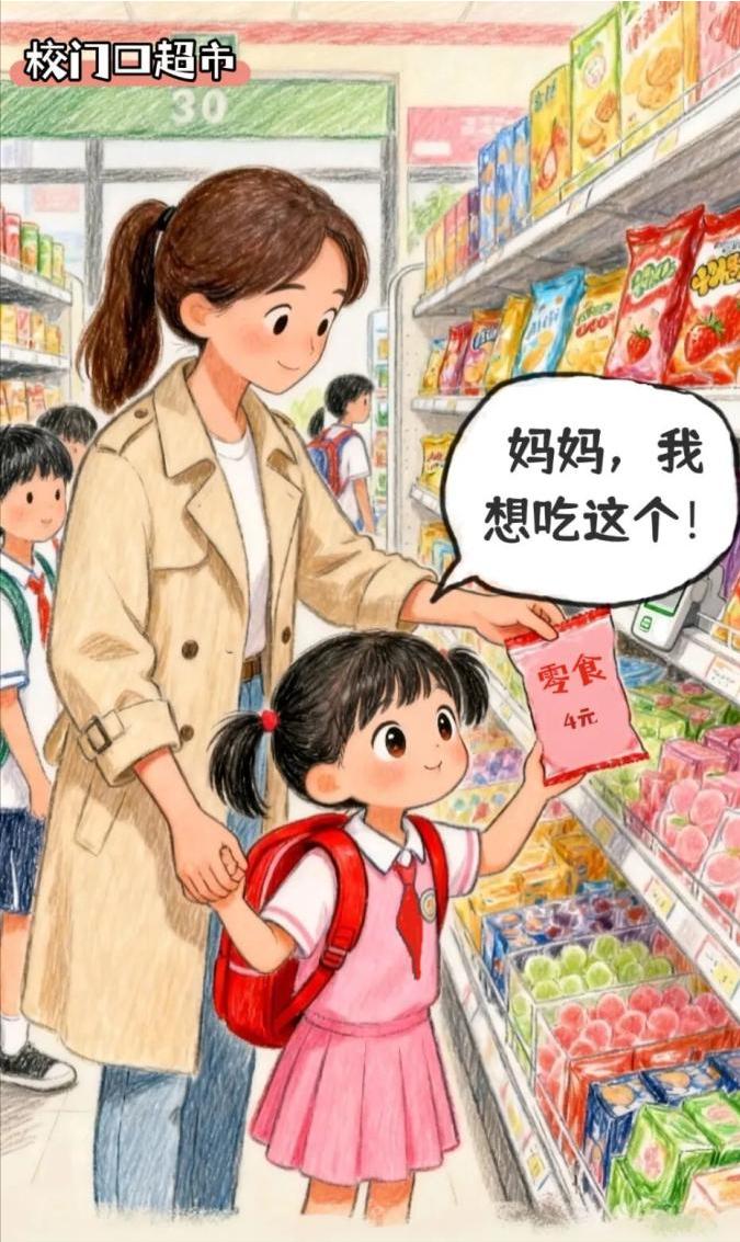 重庆，一位家长发现孩子从学校门口超市买回来的4元的零食已经过期了，气得要求超市老