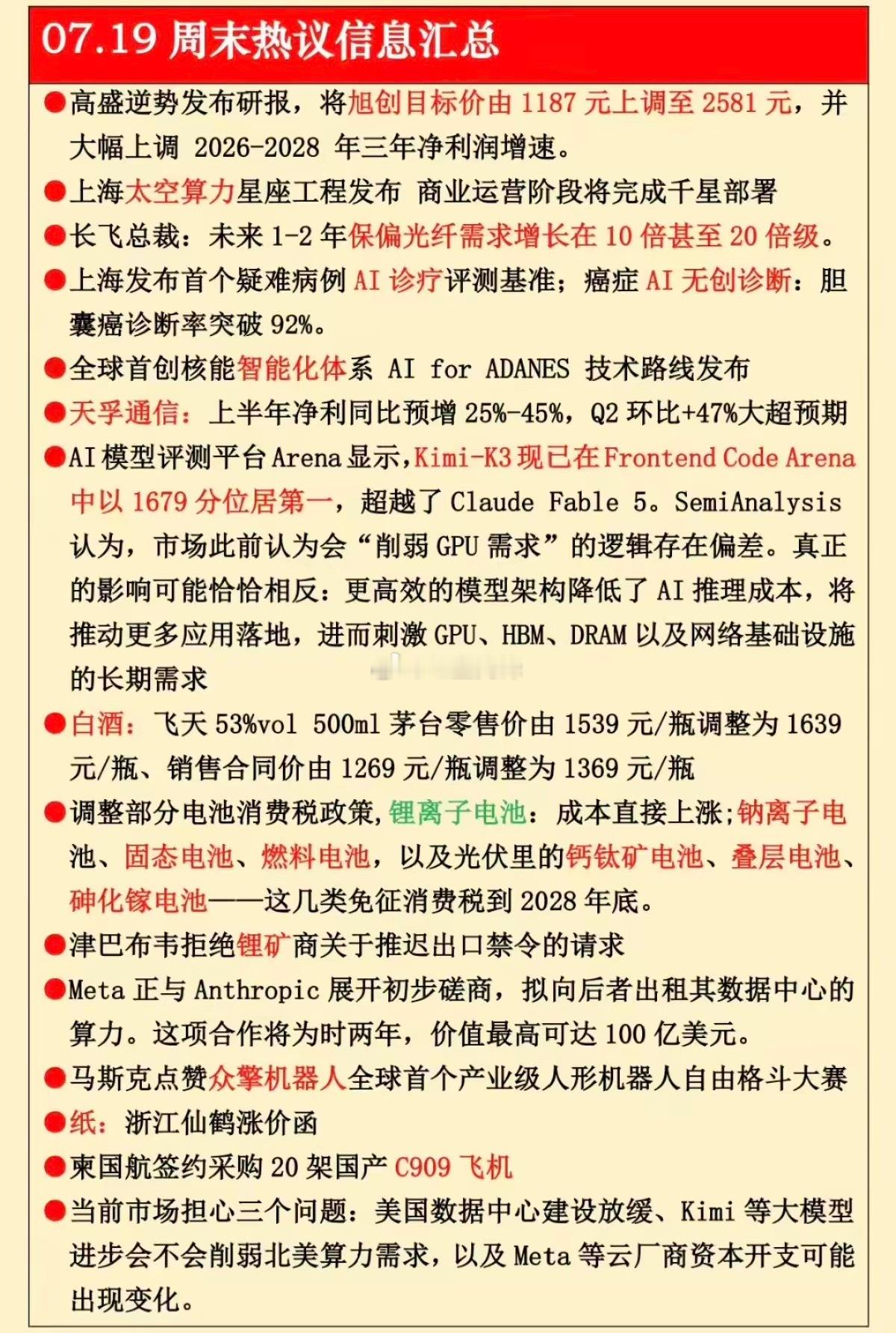 周一开盘前瞻：8大热门板块最新事件一览