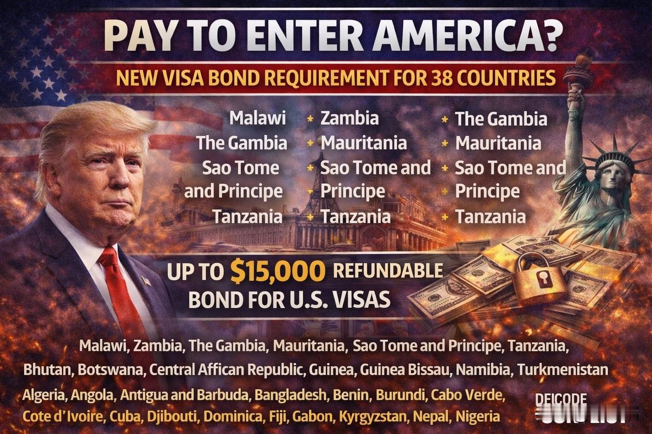 美国新签证规定刚刚出台——这是一项重大变革。特朗普政府正在扩大签证保证金要求