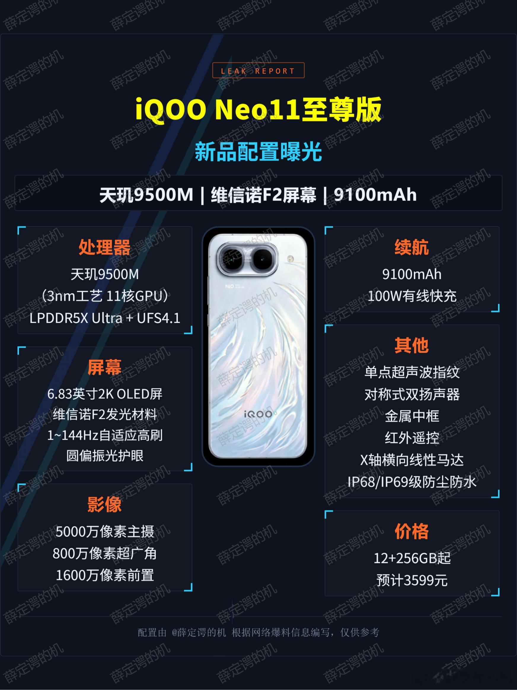 iQOONeo11至尊版，天玑9500M电池更大了芯片用的天玑9500M（1