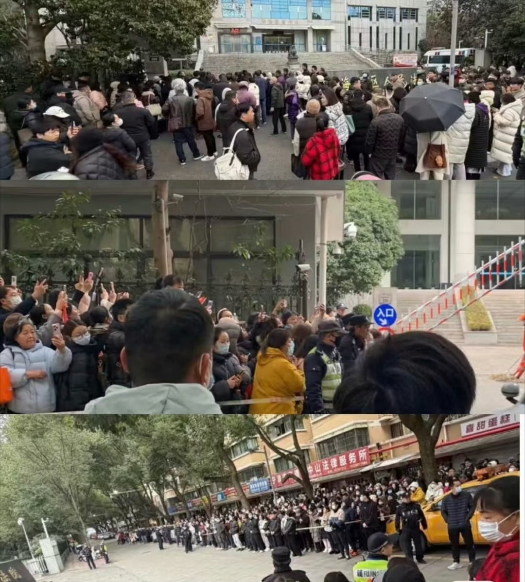 小洛熙妈妈在法院参加庭审那么多人聚集在一起，很多人还在喊着加油等口号，这明显有