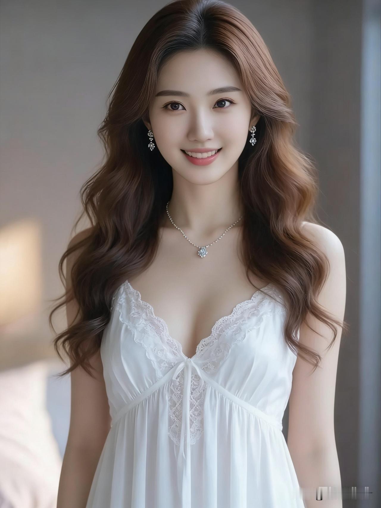 玉肌清丽，翠眉秀目。温婉眸光