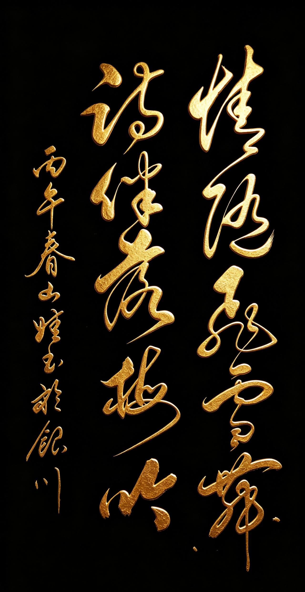 一眼入魂！这行草太攒劲了！这不是一幅简单的书法，而是一场笔、墨、金与黑的共舞