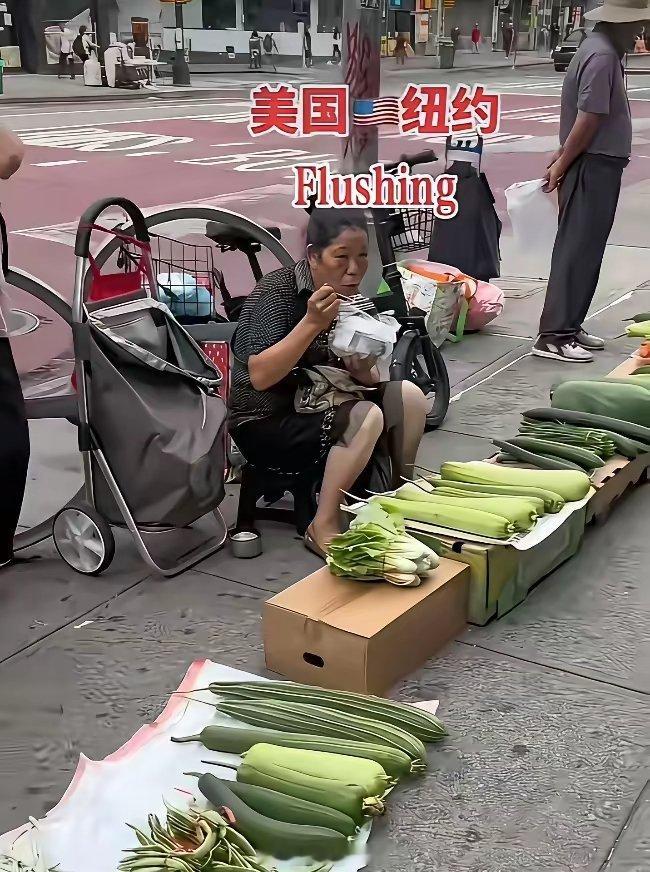 目睹中国大妈在美国纽约法拉盛街区摆地摊卖菜，国人皆感惊讶，网友们看法不一。有人称