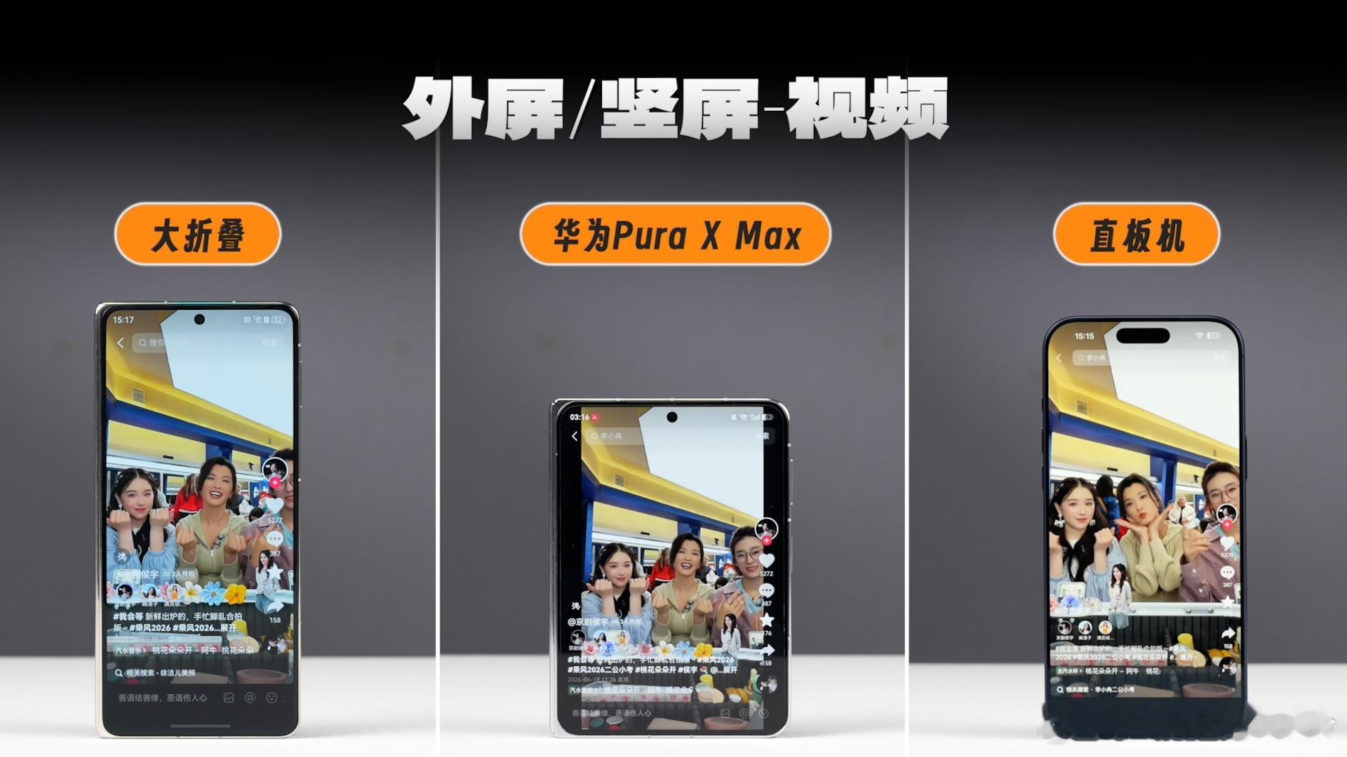 这次PuraXMax的外屏也变成了接近3：2的比例，对比PuraX和其它形