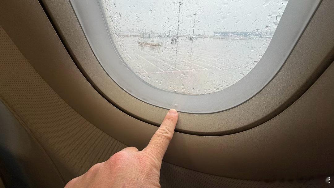 神奇…飞机玻璃夹层里好像死了只蚊子…你说它怎么进去的？北京·首都机场T3航站楼