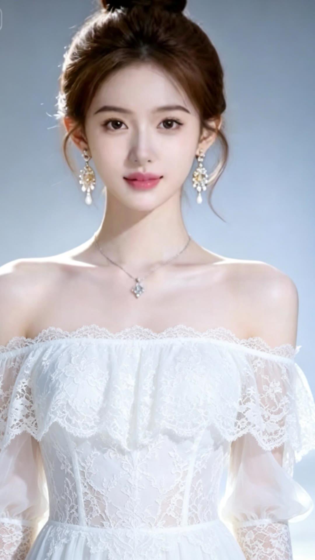 玉人如花，轻纱拂面。