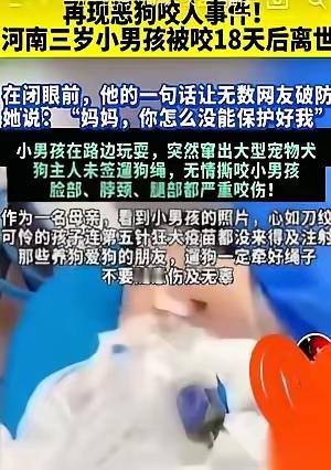 “妈妈，你怎么没能保护好我。”一个河南3岁的男孩，走了。在医院挣扎了18天，最