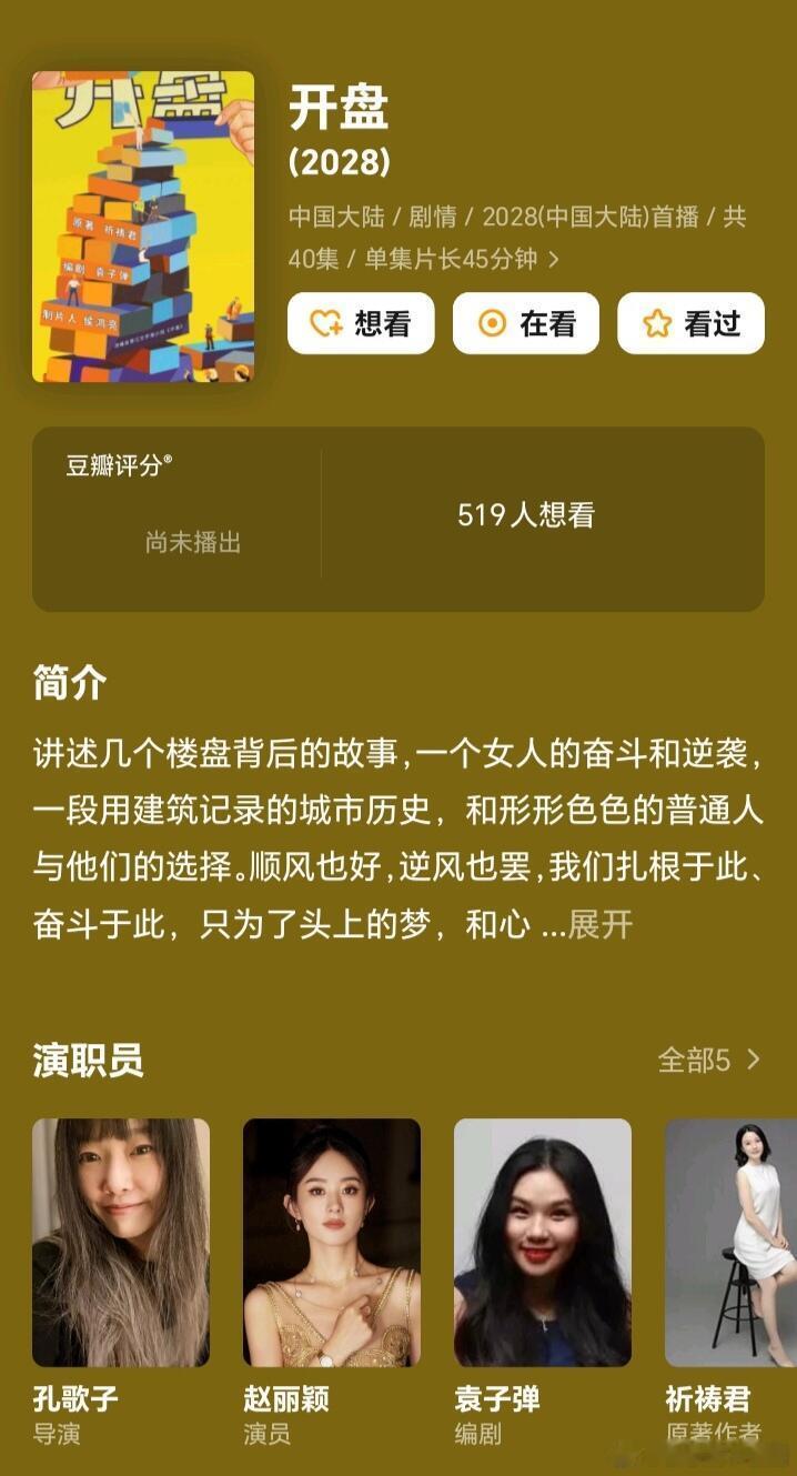 赵丽颖《开盘》正午阳光豆瓣上看见的，这是确定了吗。赵丽颖‖