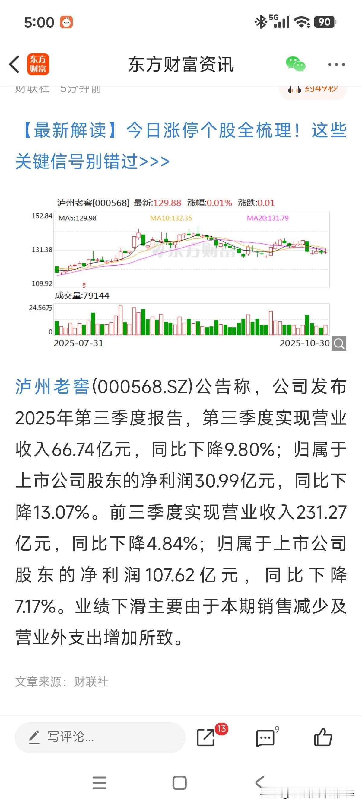 三季度财报来了！第三季度实现营业收入66.74亿元，同比下降9.80%；归属于