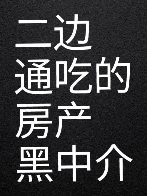 世界上最黑的人并非黑人，而是房产中介。不管你是卖房还是买房，中介两边通吃已不是什