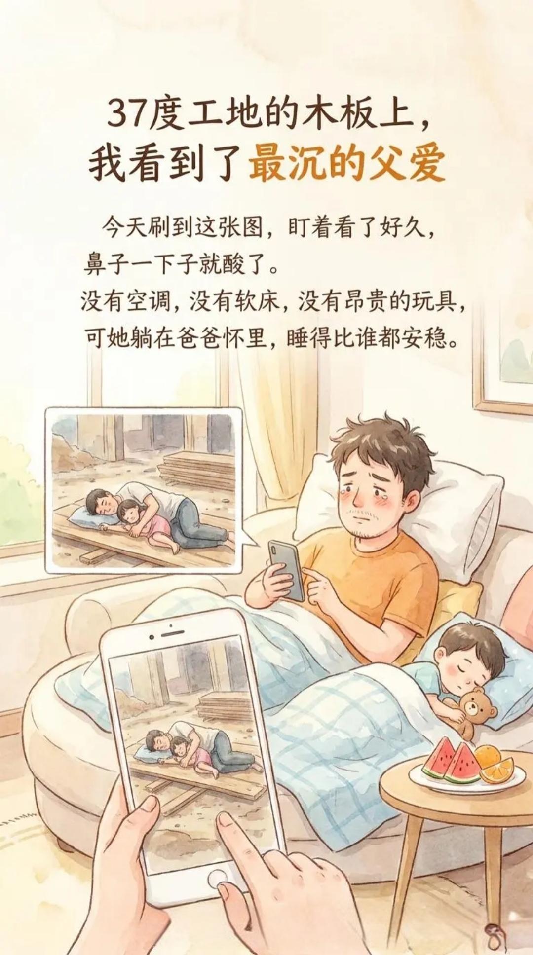 37℃工地的木板上，我看到了最深沉的父爱