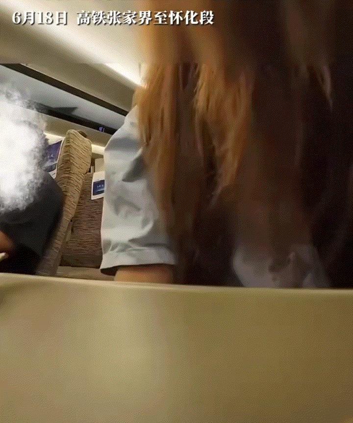 一女子发视频称，近日她乘坐张家界至怀化段的高铁时，遇见同节车厢的一小女孩在车厢内