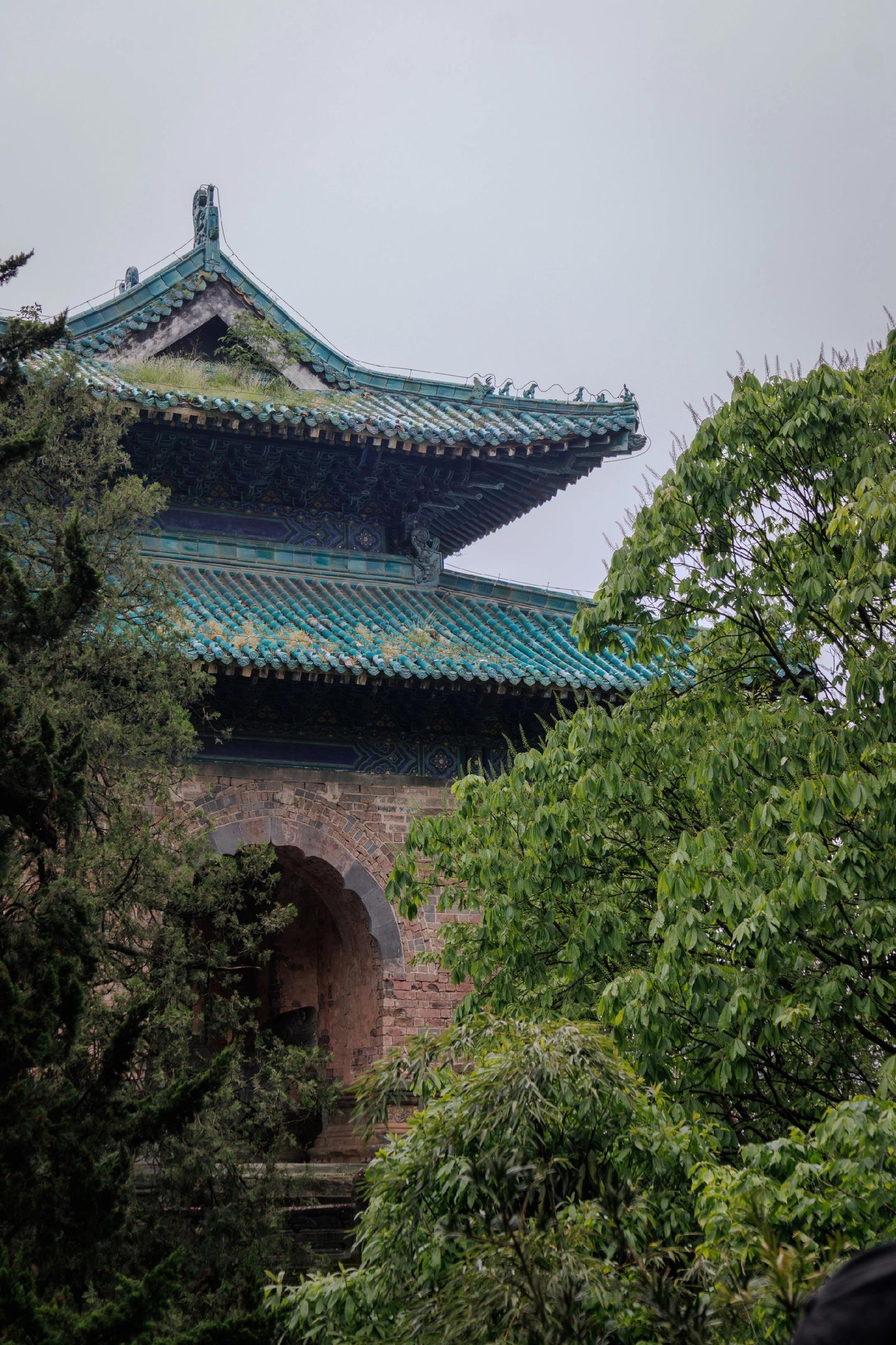 细雨中的武当山，宛如仙境，太子坡的九曲黄河墙、南岩宫的龙头香，在雨雾中更显神秘。