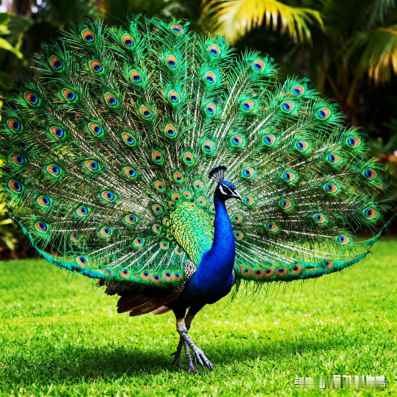 孔雀开屏，吉庆满堂。