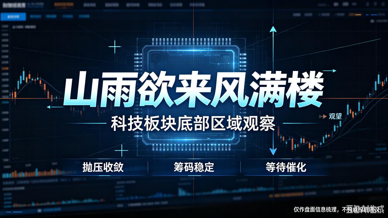 对当下科技板块看法可用一句话总结，叫“山雨欲来风满楼”；或叫“底部已现，静待时机