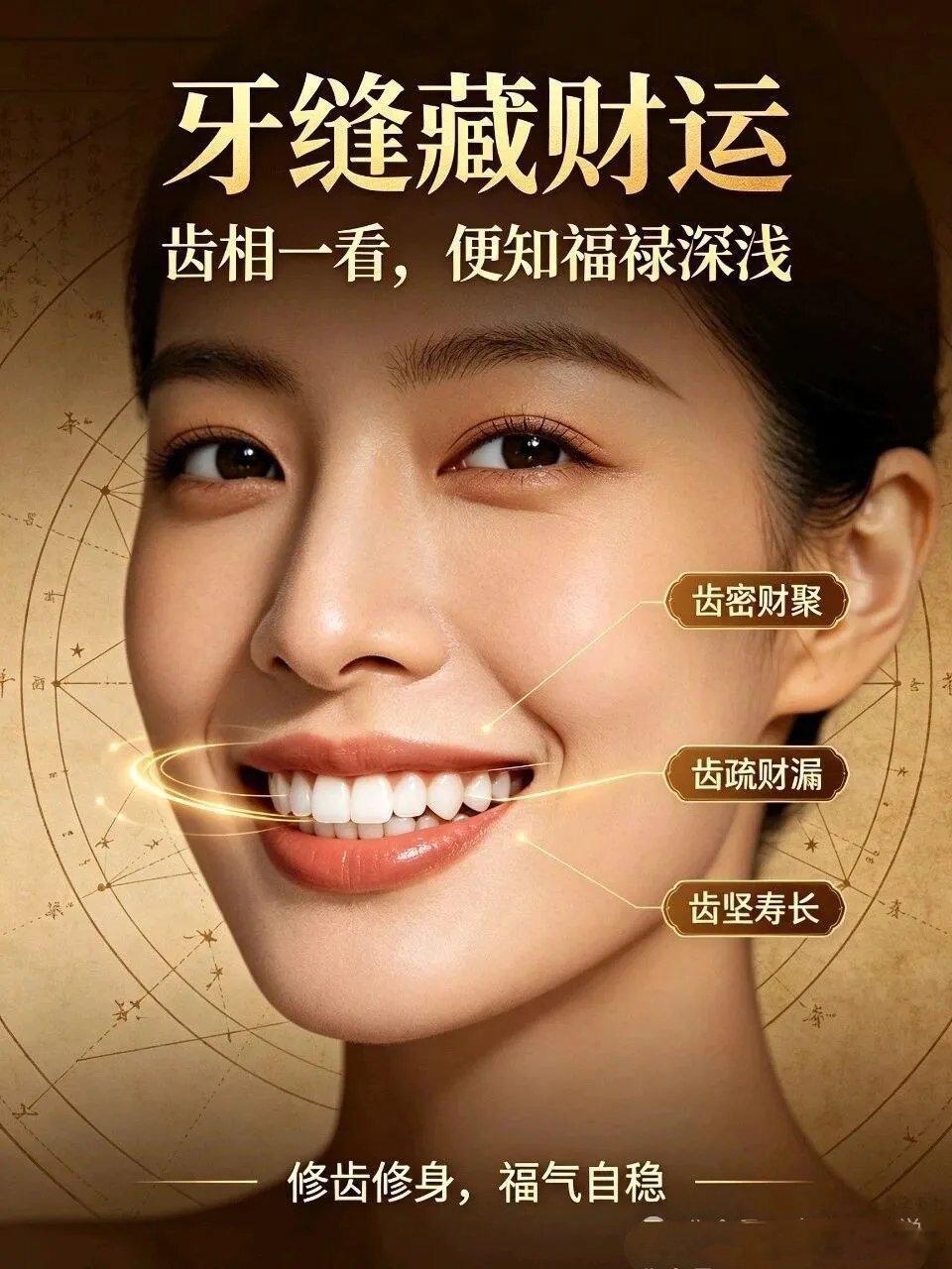 面相绝学：牙缝藏财运，齿形定福寿本文转自自在堂国学古语有云：齿为骨之余，精血之