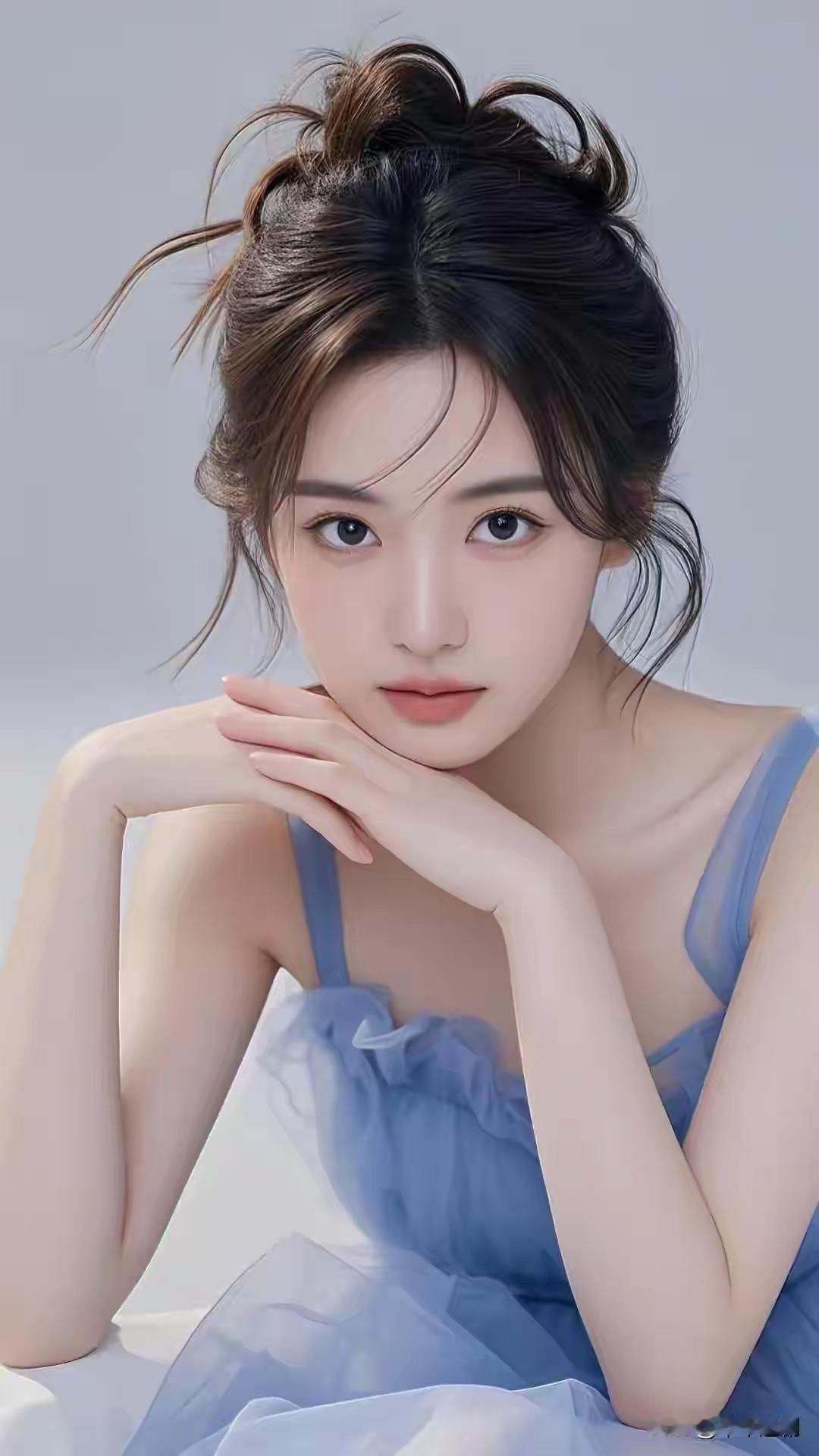 温柔蓝裙少女，梦幻氛围写真女人怎样穿搭，更有高级感可以分享宠物最好看的一张照片