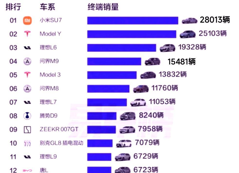 但话说回来，看到这个销量排名，我最佩服的并不是第一名的SU7，而是第四名的问界M