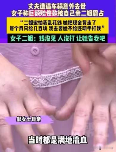 河南平顶山，女子的丈夫遭遇车祸，意外离世，她得到了100多万的赔偿金，女子的二姐