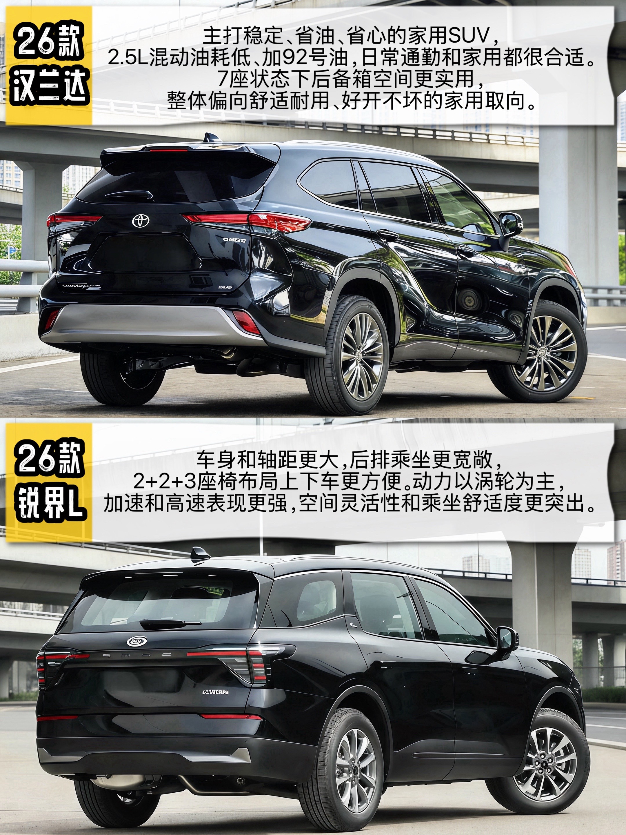 都2026年了，汉兰达和锐界L谁更值？动力：•汉兰达：2.5L双擎混动+2.