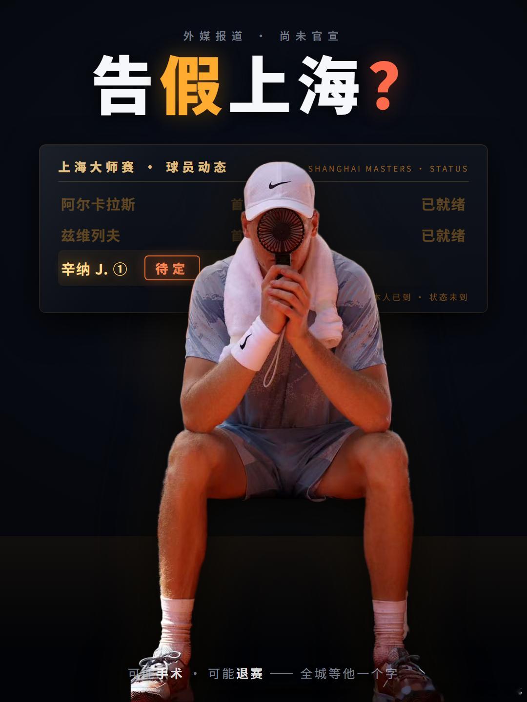 【外媒报道：辛纳不排除因为膝盖问题接受手术的可能性】他的损伤位于膝盖外侧，也就是