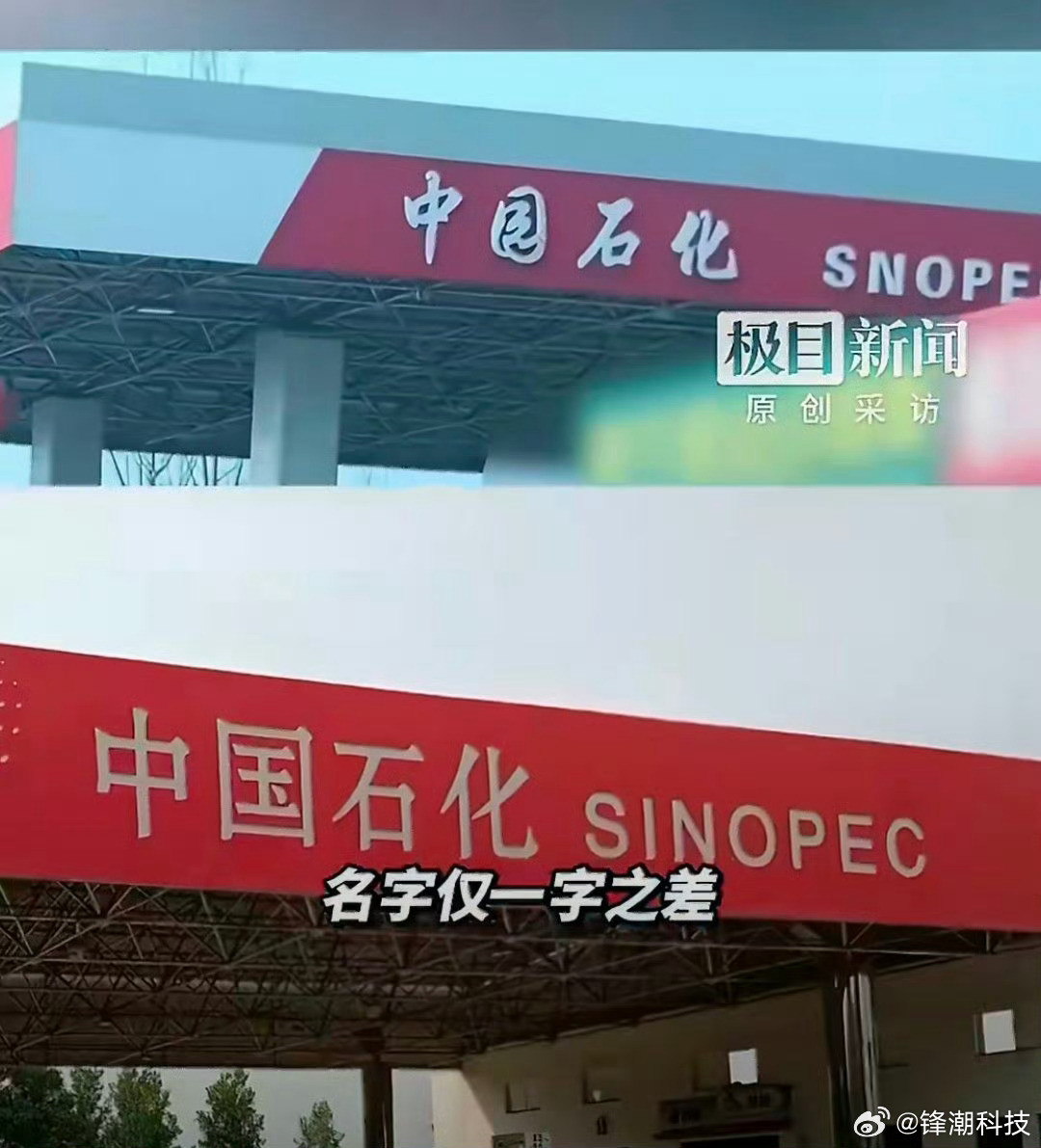 网友加完油之后，发现加的是「中园石化」。中园石化加油站称名字经过审批