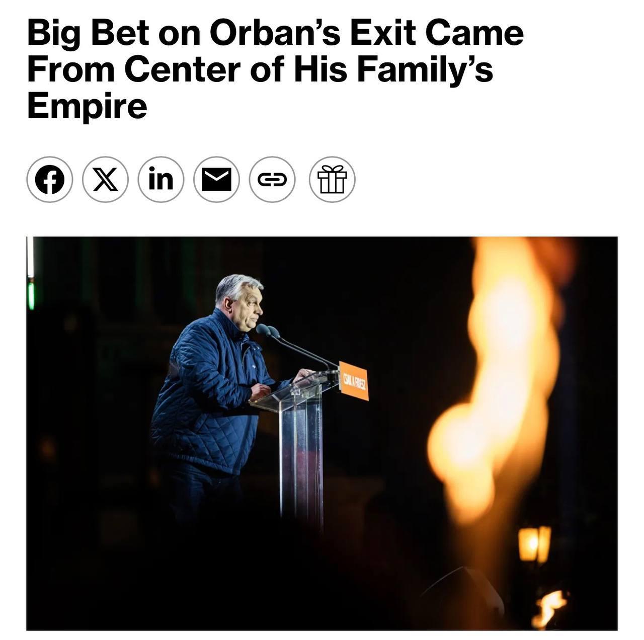 Bloomberg惊天爆料：匈牙利总理欧尔班的女婿伊什特万·蒂博尔茨，在大选前数