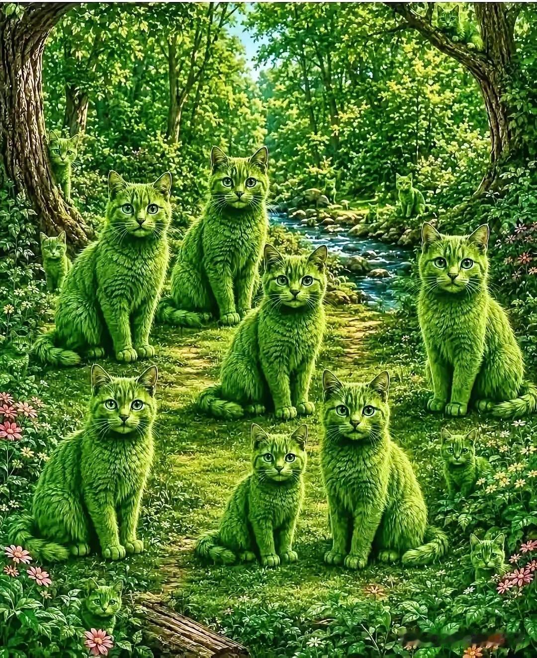 晾一晾眼睛！看看有几只小猫咪？那个猜7只8只的，可以直接划走，你眼神不太好。