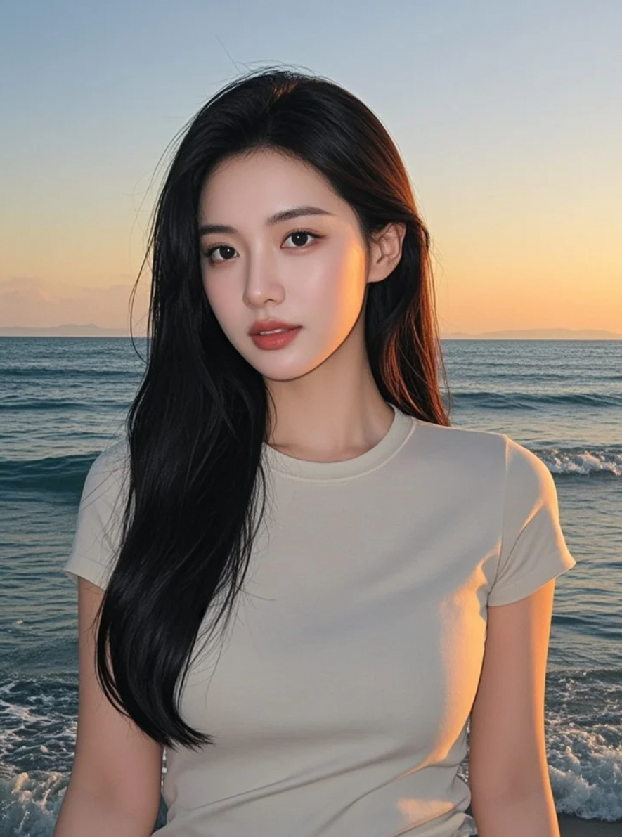 漫步黄昏：海边的沉思者