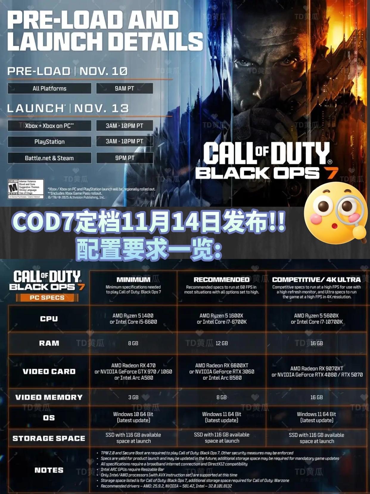 COD玩家悬着的心终于放下了蹲了好久的《使命召唤：黑色行动7》终于官宣了，11