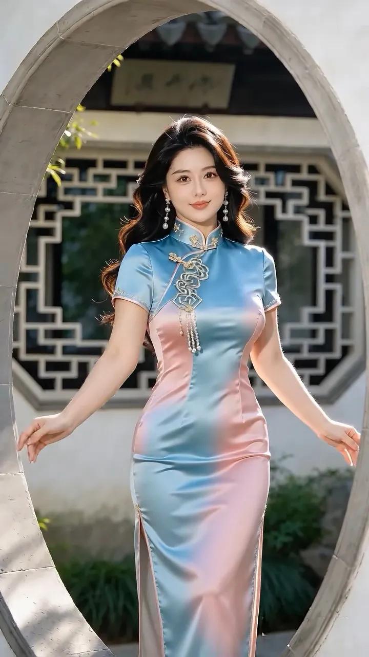 原创七绝●园林美景鸟语花香雅院堂，阳光透射画廊长。园林胜境来观赏，