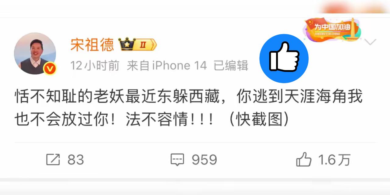 就这次他那么正义站出来，无论怎么样，宋祖德老师就是一个敢为弱势群体的人发声的人，